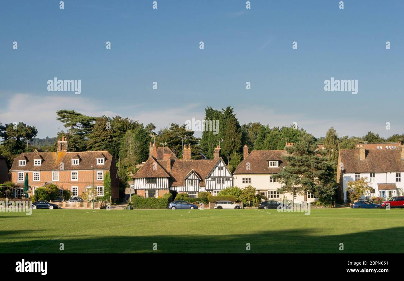 Bearsted village green e cottages, Kent, Regno Unito Foto Stock