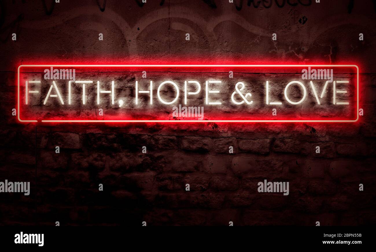 Creatività ispiratrice Pop Art fede speranza e amore Foto Stock