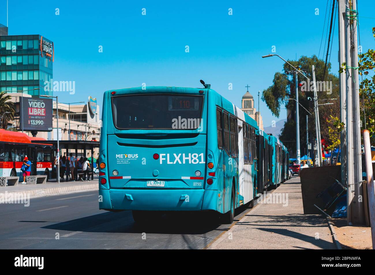SANTIAGO, CILE - MARZO 2020: Un autobus Transantiago - Red Movilidad a Maipú Foto Stock