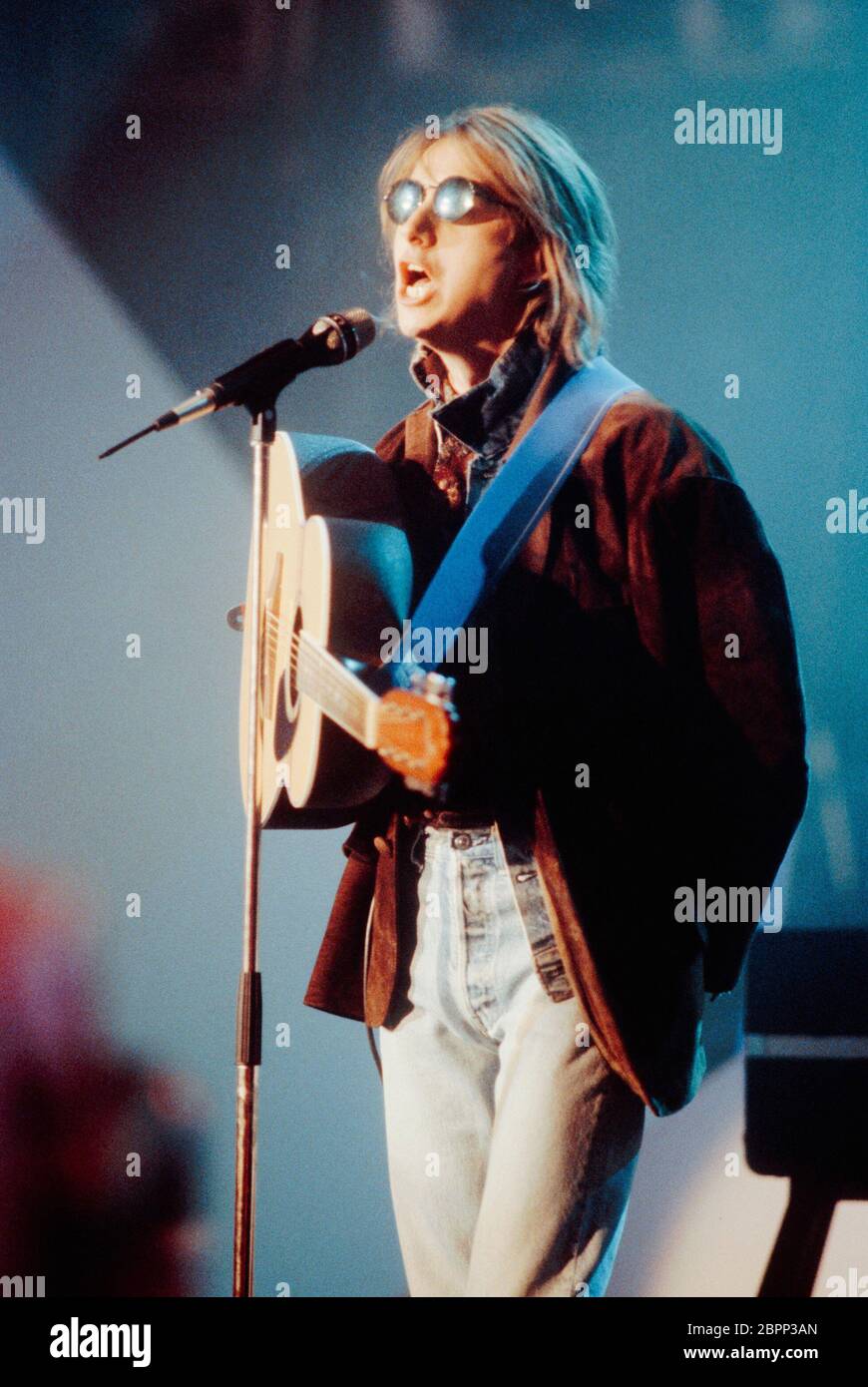 'Talk Talk' TV-Auftritt 80er Jahre - Der britische Sänger und Frontmann der Populband 'Talk Talk' Mark Hollis. Foto Stock