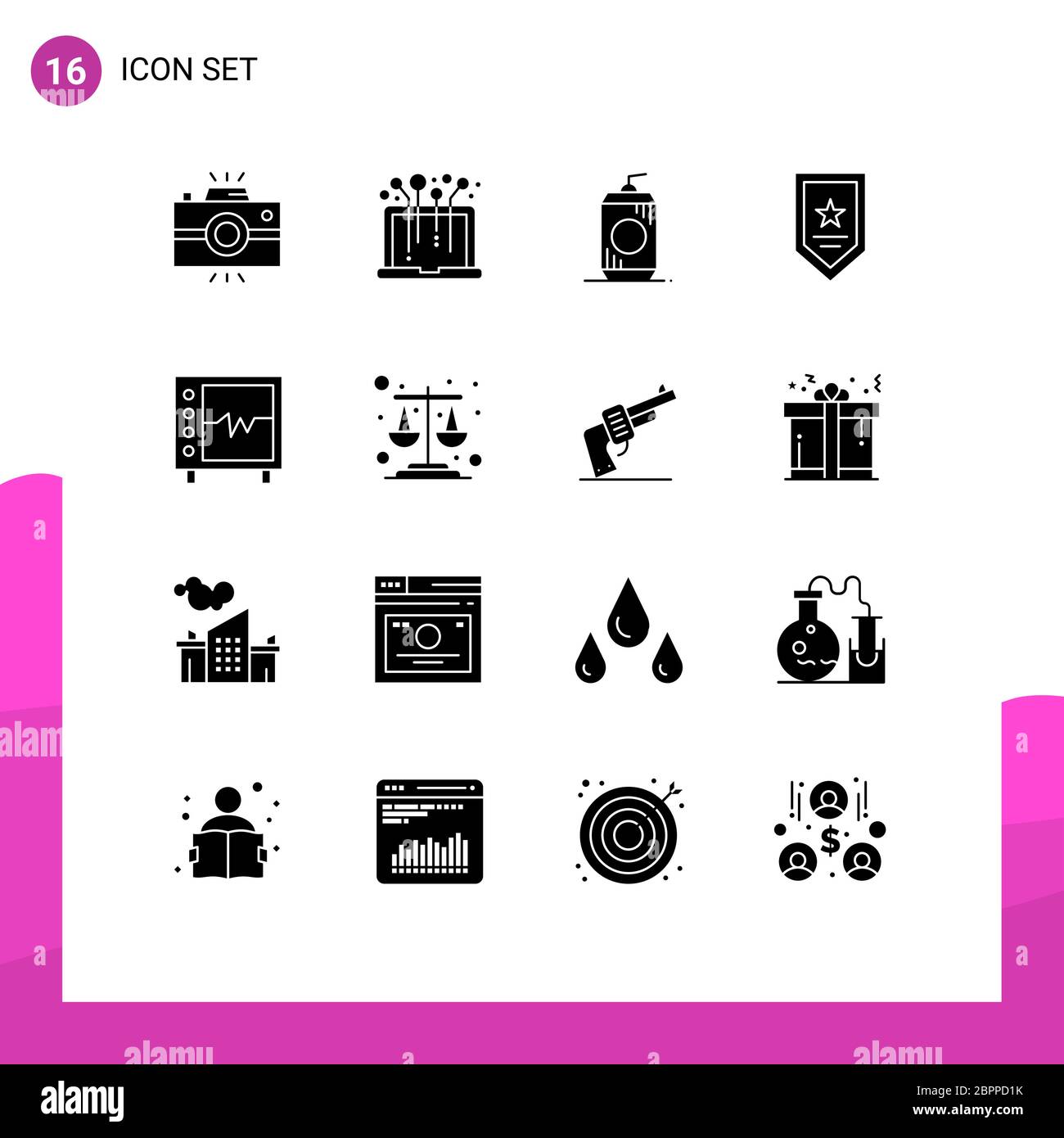 Universal Icon Symbols Group of 16 Modern Solid Glifi di beat, star, system, prize, usa Editable Vector Design Elements Illustrazione Vettoriale
