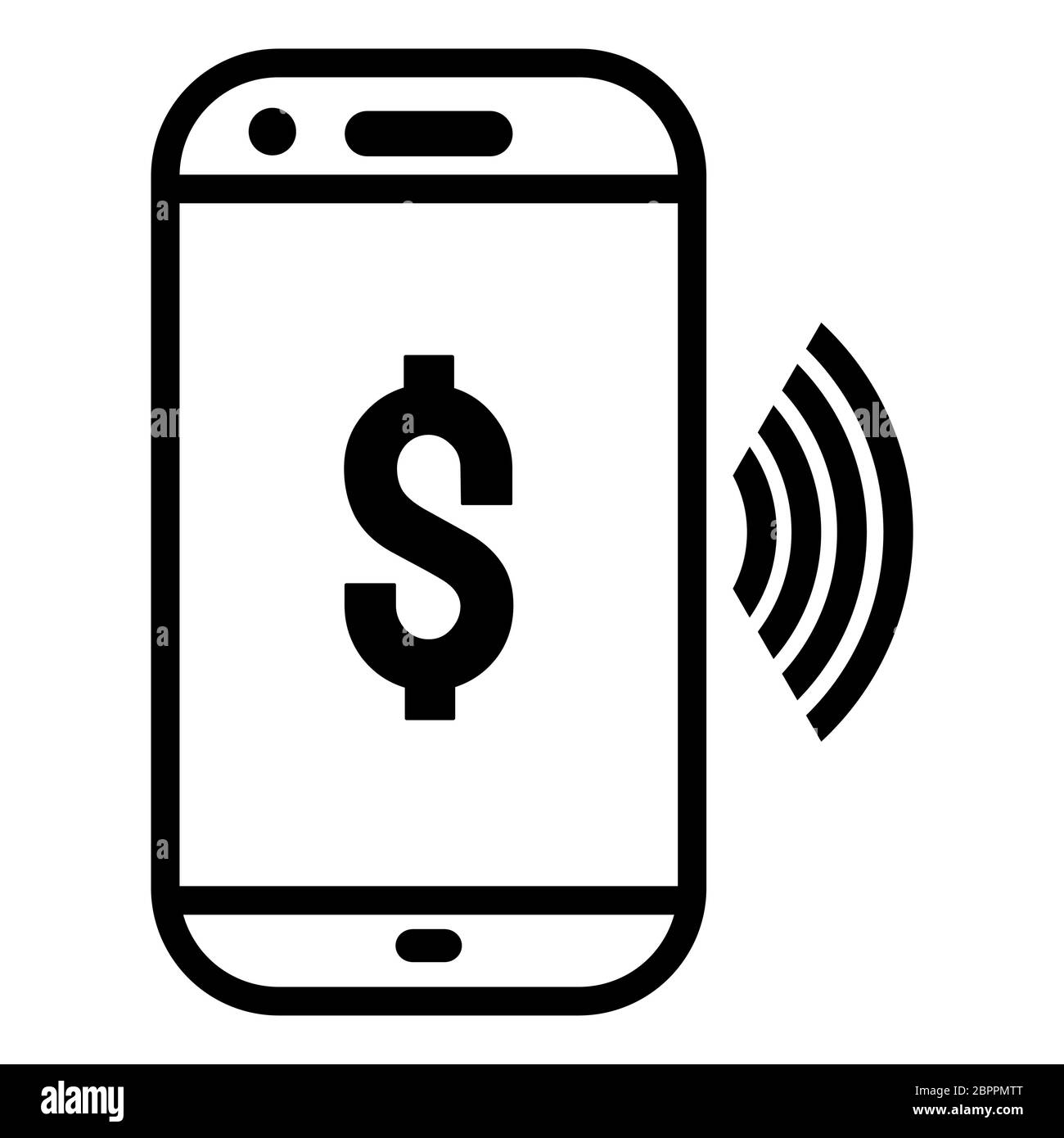 Simbolo del vettore di pagamento senza contatto del telefono. Icona di pagamento mobile NFC (Near Field Communication). Icona vettore EPS. Illustrazione Vettoriale