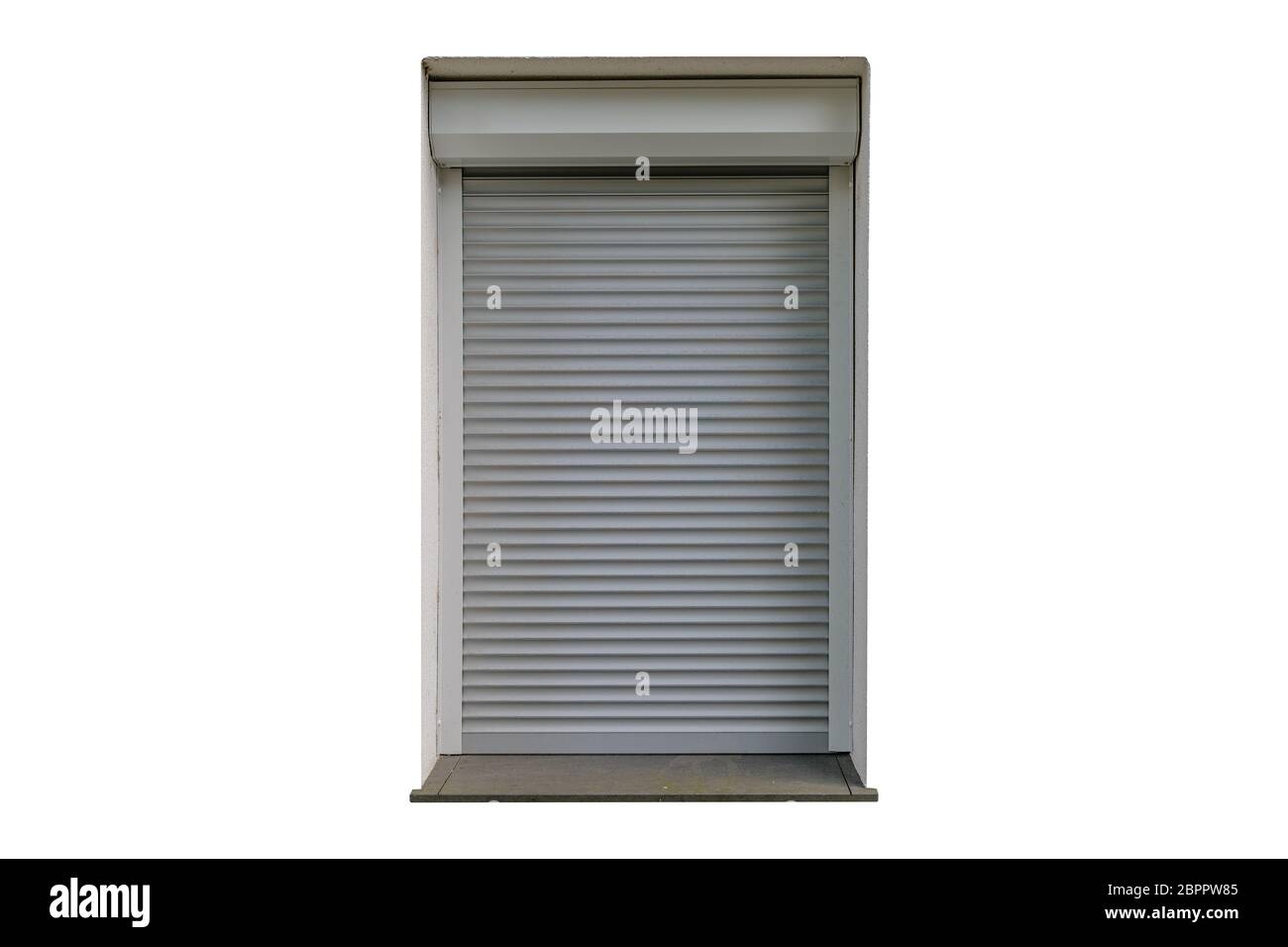 Finestre Roller Shutter isolate su sfondo bianco. Foto Stock