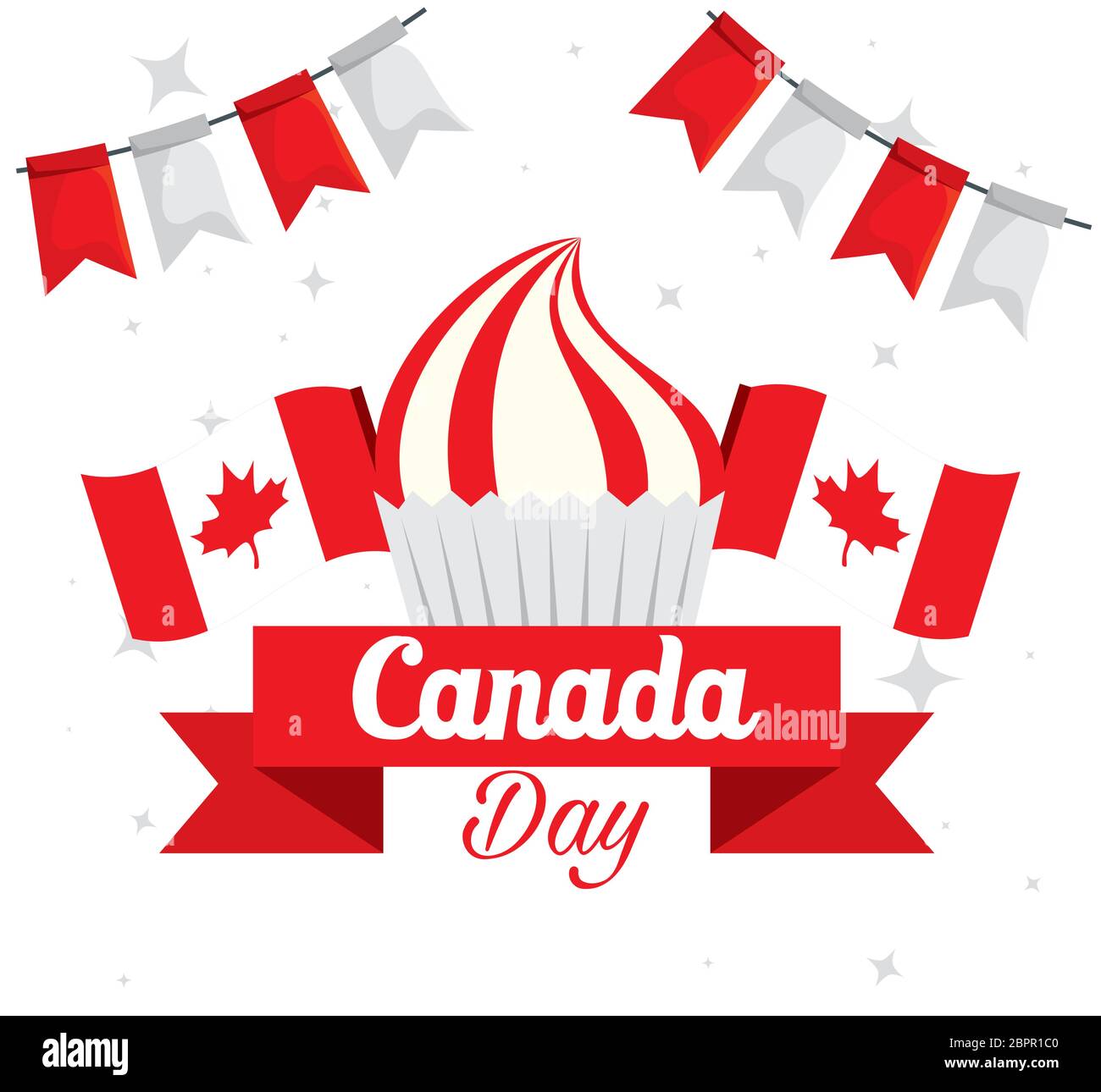 buon giorno in canada con cupcake e decorazione Illustrazione Vettoriale