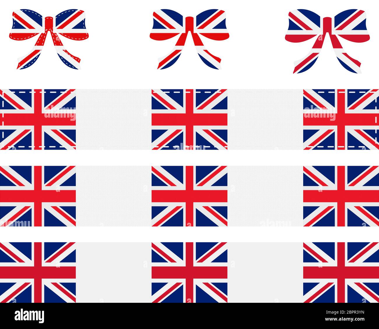 BRITISche Fahne auf Schleife und Band Foto Stock
