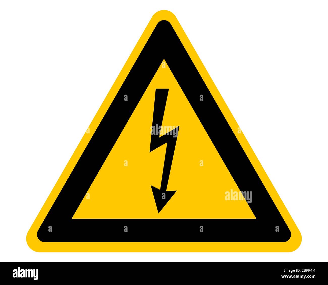 Segno di attenzione con alta tensione simbolo Foto Stock