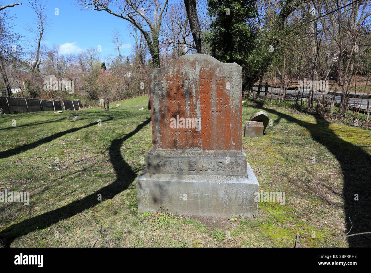 Famiglia lapide nel cimitero storico Setauket Long Island New York Foto Stock