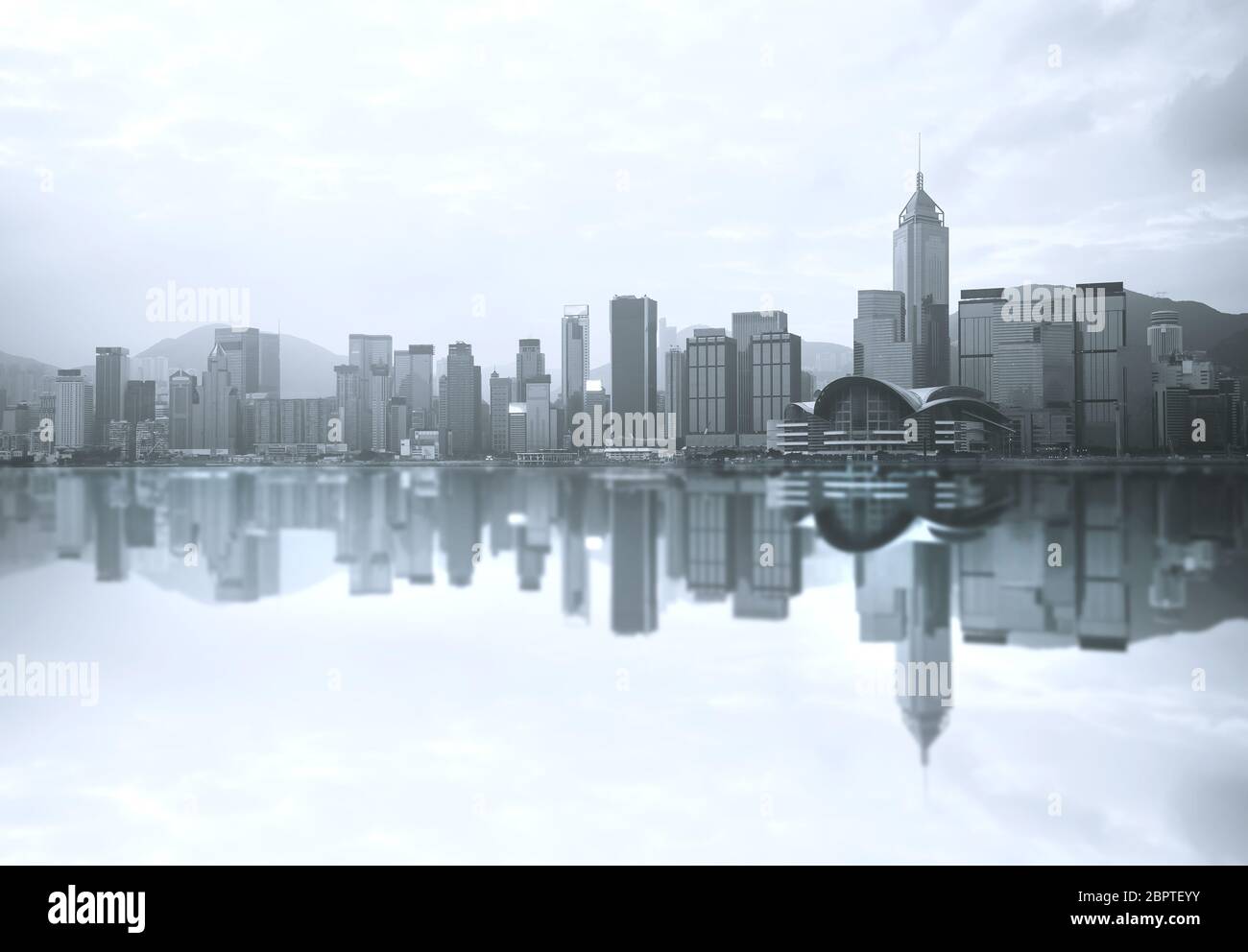 Paesaggio urbano di Hong Kong; paesaggio di Hong Kong con stile nero e wite Foto Stock