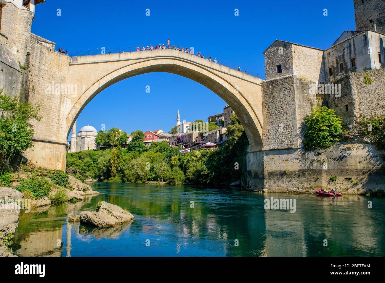 Ponte di Mostar, un ponte ottomano a Mostar, Bosnia Erzegovina Foto Stock