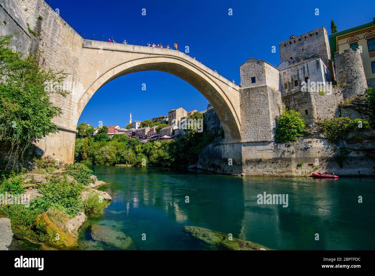 Ponte di Mostar, un ponte ottomano a Mostar, Bosnia Erzegovina Foto Stock