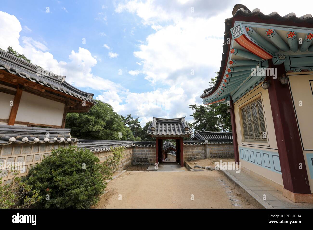 Vista interna della casa tradizionale coreana. Foto Stock