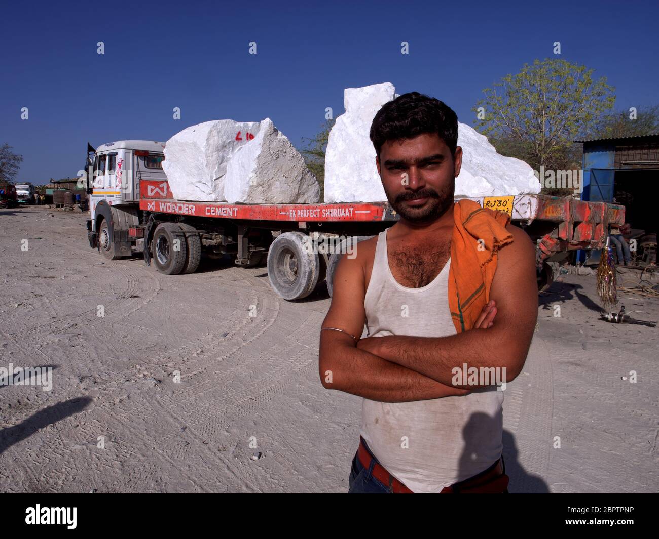 Trasporto di marmo in Rajasthan, India Foto Stock