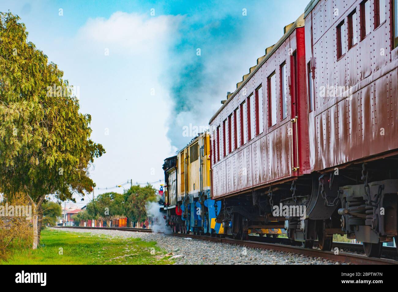SANTIAGO, CILE - SETTEMBRE 2018: Un treno turistico a Cerrillos Foto Stock