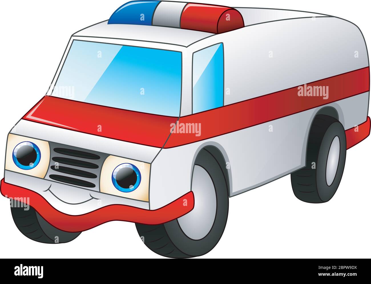 Cartone animato auto ambulanza isolato su sfondo bianco Immagine e  Vettoriale - Alamy