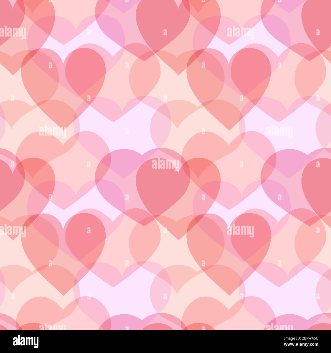 Sovrapposizione cuori rosa motivo senza giunture. Sovrapposizione amore romantico sfondo illimitato Multiply ripetizione ornamento. Matrimonio, segno San Valentino per pellicola di carta, stampa tessuto decorazione illustrazione vettoriale Illustrazione Vettoriale