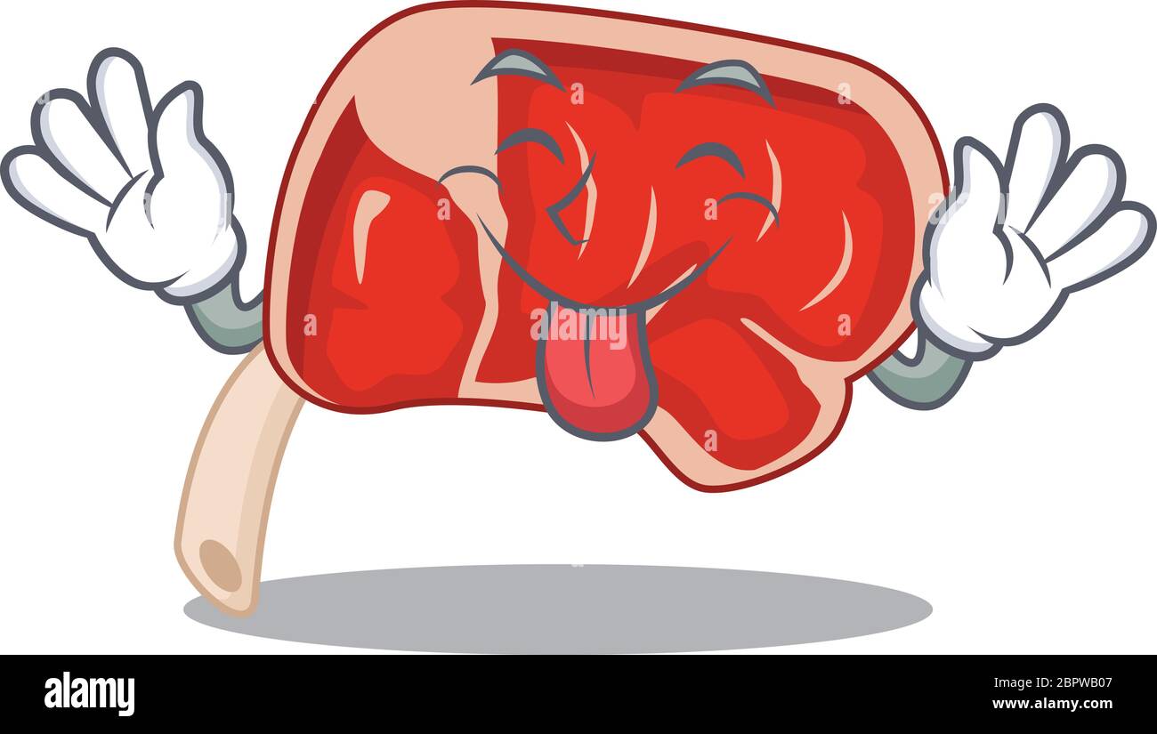 Divertente disegno di primo disegno di costolette con lingua fuori faccia Illustrazione Vettoriale