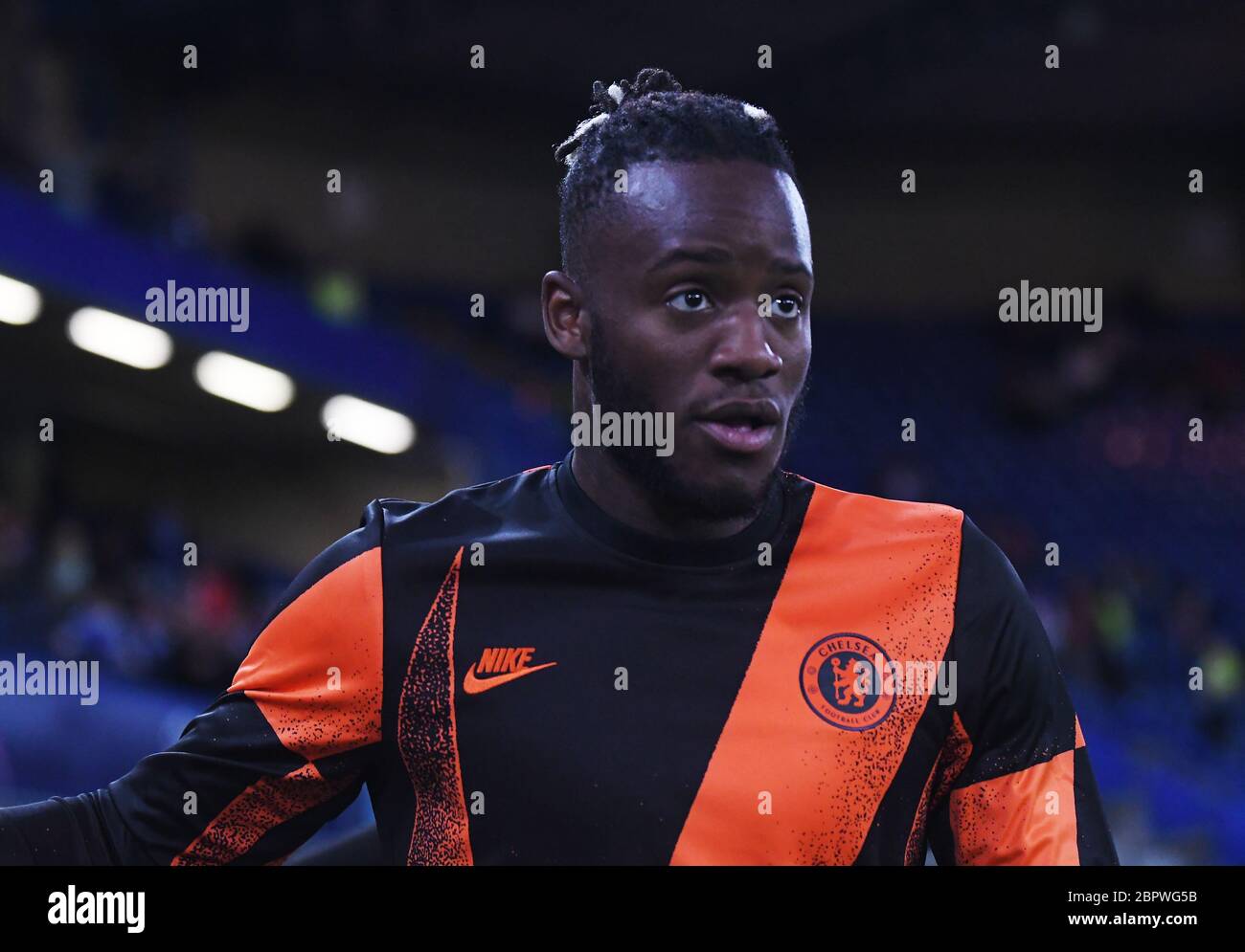 LONDRA, INGHILTERRA - 17 SETTEMBRE 2019: Michy Batshuayi-Atunga di Chelsea ha ritratto prima della partita del gruppo H della UEFA Champions League 2019/20 tra il Chelsea FC (Inghilterra) e Valencia CF (Spagna) a Stamford Bridge. Foto Stock