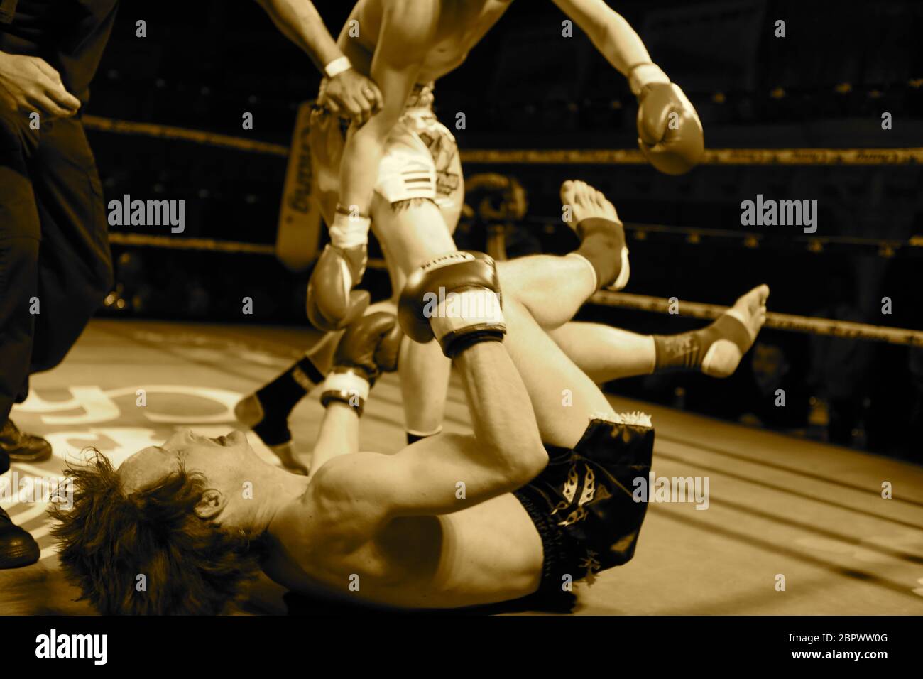 Muay Thai World Series National Chang Cup 2013. Campionato che ha coinvolto i migliori boxer thailandesi del mondo alla 02 Academy Bournemouth. I boxer Muay Thai di Bournemouth hanno preso i boxer Muaythai del Regno Unito per la Chang Cup . I migliori pugili muay thai del Regno Unito erano tutti in forma superiore e lo hanno dato il 100% la notte. Foto Stock