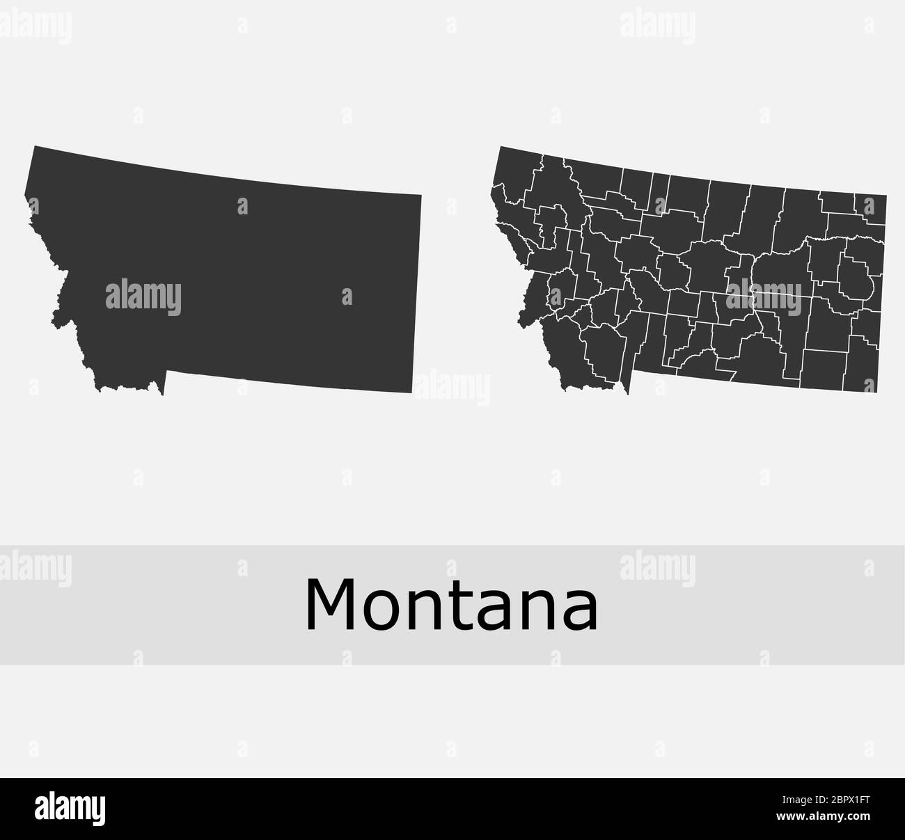 Montana mappe vettoriali contorni contee, comuni, regioni, comuni, dipartimenti, frontiere Illustrazione Vettoriale