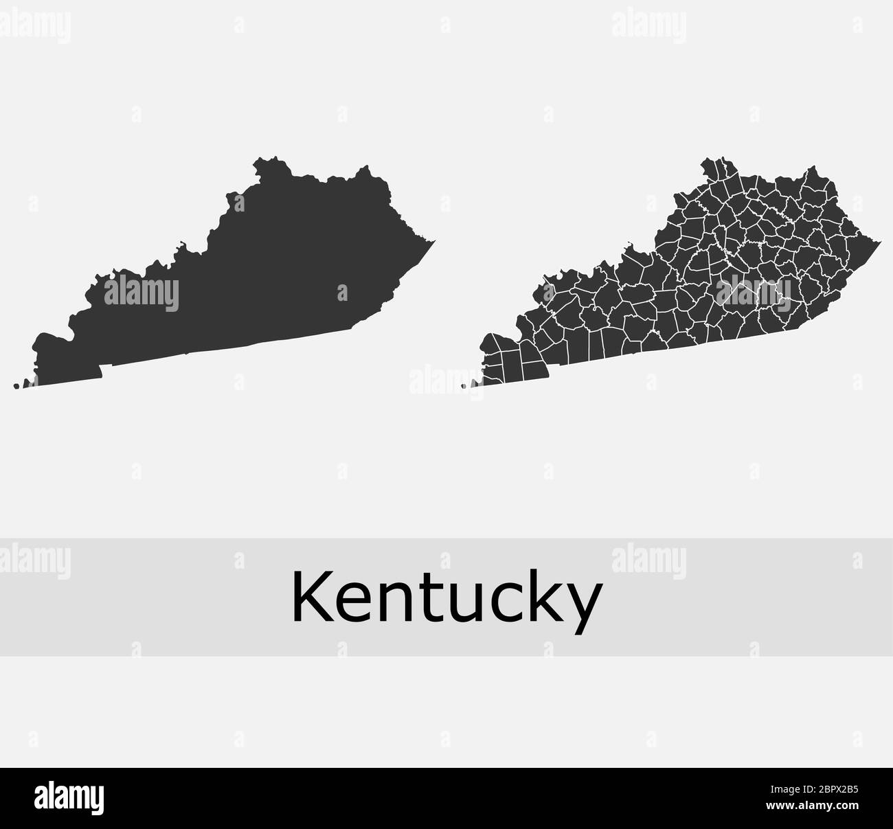 Kentucky mappe vettoriali contorni contee, municipalità, regioni, comuni, dipartimenti, frontiere Illustrazione Vettoriale