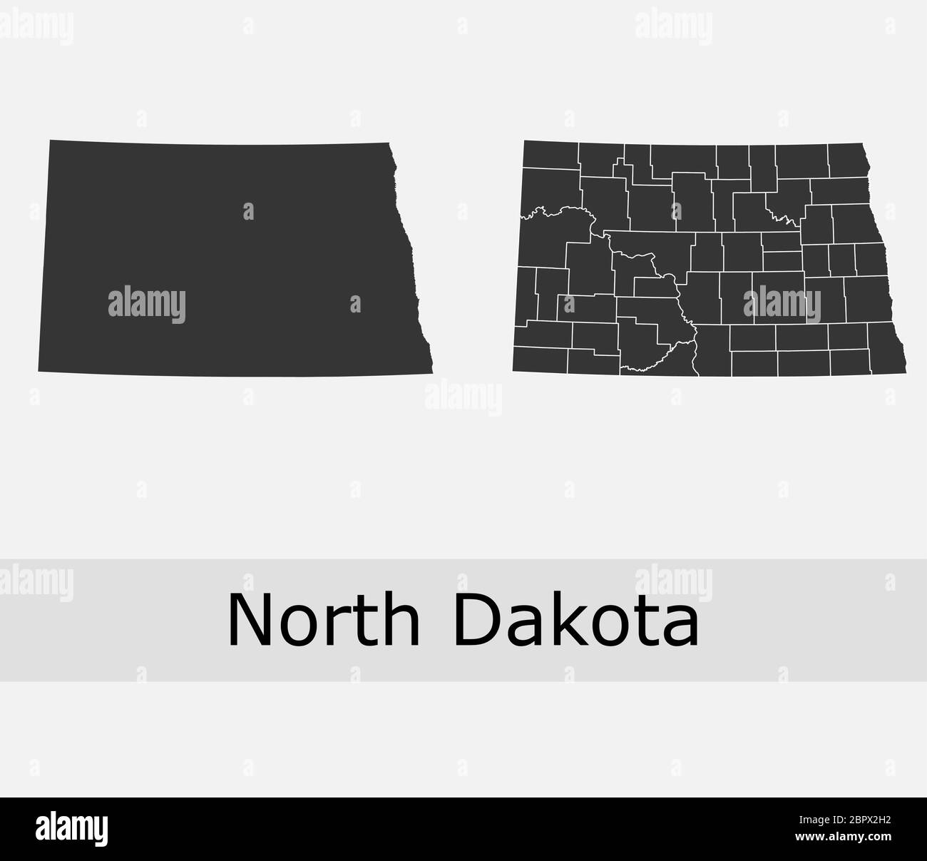 North Dakota mappe vettoriali contorni contee, comuni, regioni, comuni, dipartimenti, frontiere Illustrazione Vettoriale
