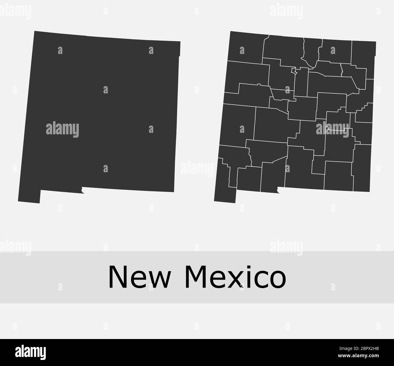 New Mexico mappe vettoriali contorni contee, municipalità, regioni, comuni, dipartimenti, frontiere Illustrazione Vettoriale