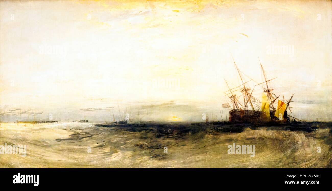 JMW Turner 1775-1851 UN giro della nave, Yarmouth: Studio di esempio circa 1827-8 olio su tela Foto Stock