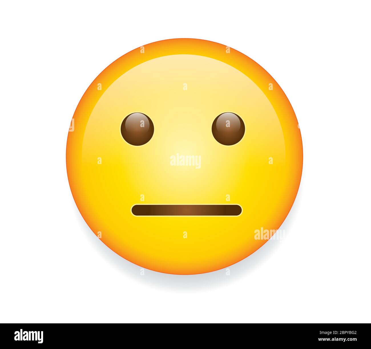 Emoticon di alta qualità su sfondo bianco . Emoji viso dritto con occhi e bocca. Emotji giallo viso vettoriale illustrazione.elementi di chat popolari. Illustrazione Vettoriale