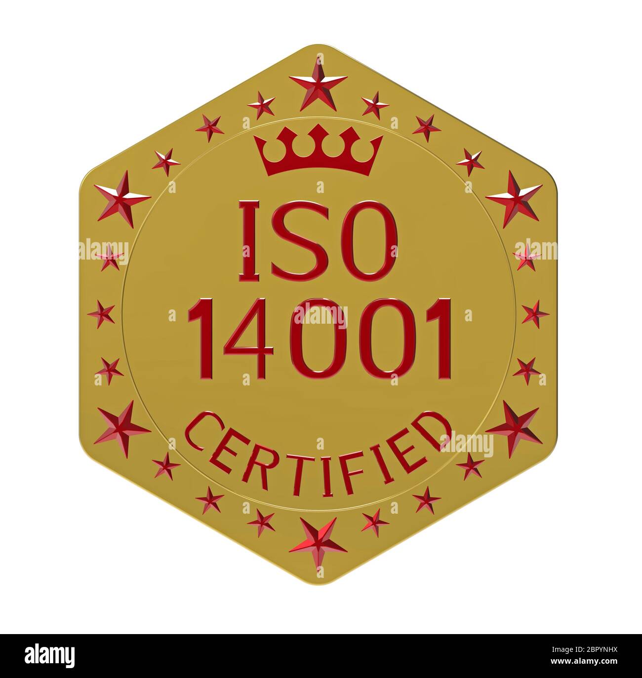 Standard ISO 14001, sistema di gestione ambientale, 3D rendering, isolato su bianco Foto Stock