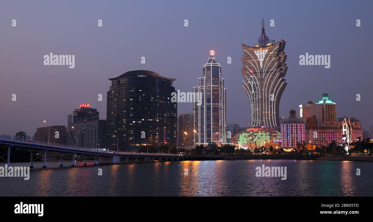 Nam Van Lake Macau - 22 gennaio 2019: Skyline di Macau di notte Foto Stock