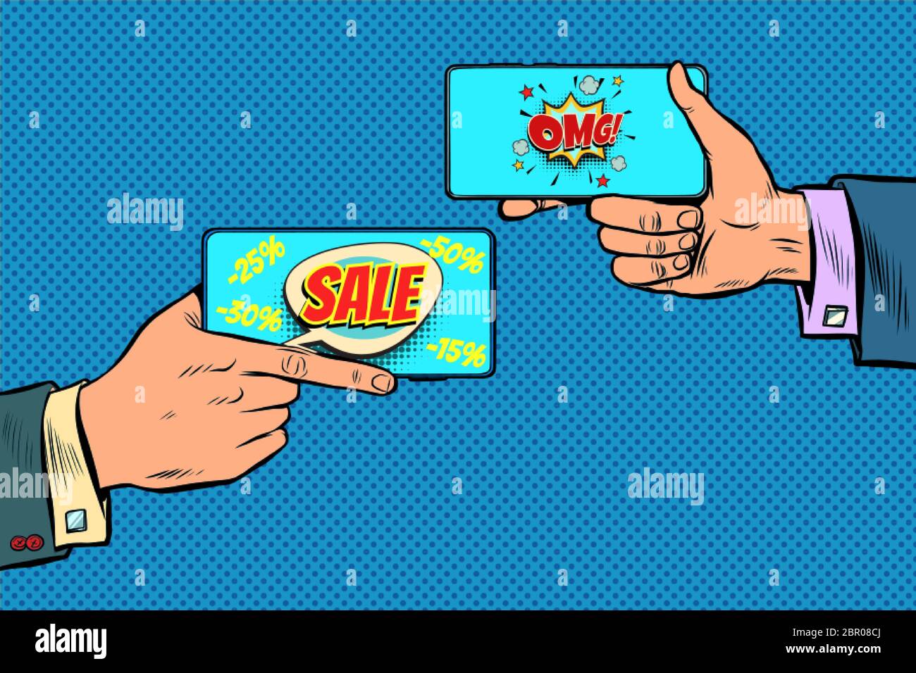 sconti online commercio vendita business comunicazione online smartphone Illustrazione Vettoriale