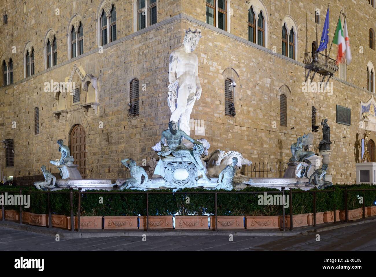 La fontana del Nettuno in piazza della Signoria a Firenze, Toscana Foto Stock