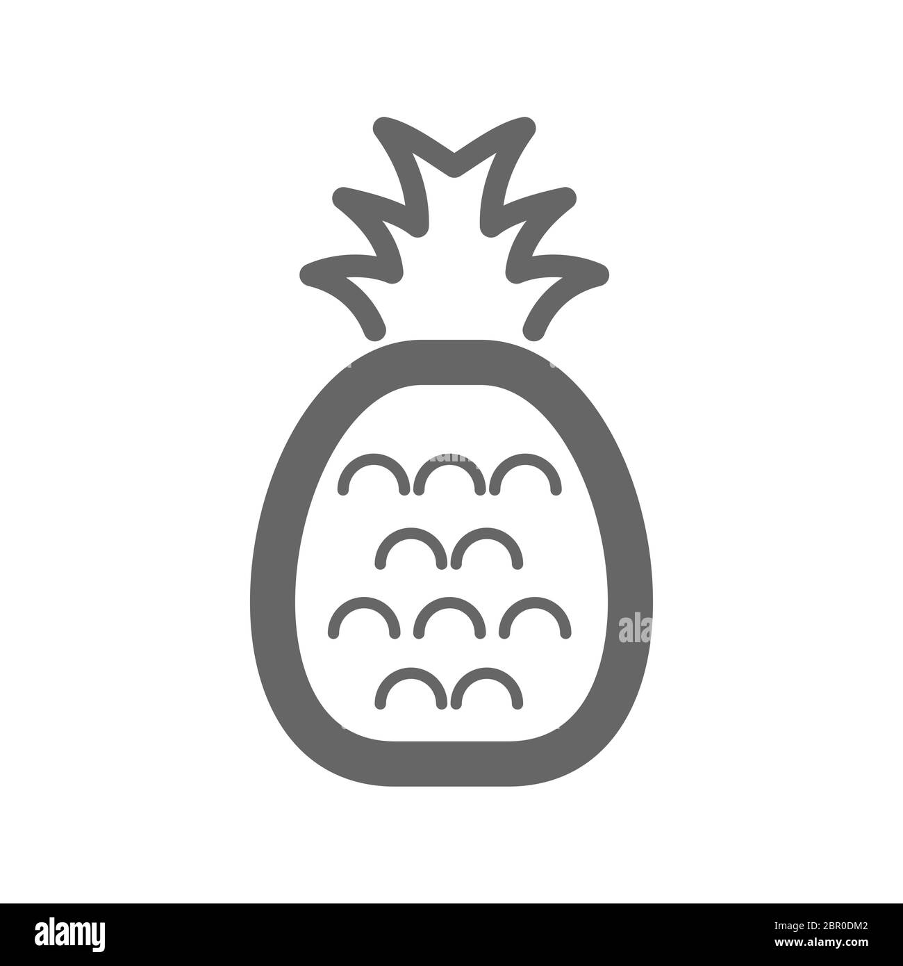 Ananas con contorno di foglia icona. Ananas frutta tropicali segno. Illustrazione Vettoriale per applicazioni alimentari e siti web Foto Stock