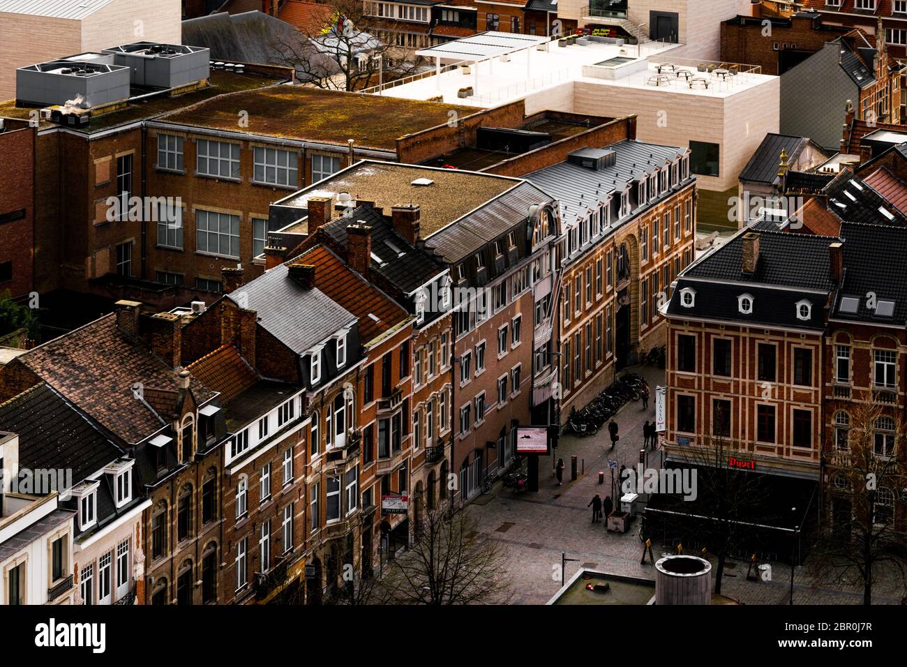 La città di Leuven dall'alto. Foto delle biblioteche accademiche di Leuven, Belgio Foto Stock