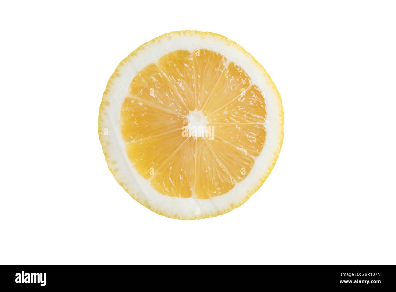 Limone amaro. Fresco succosa limone fetta macro isolato su sfondo bianco. Primo piano di taglio al limone biologico. Agrumi. Vitamina C. limone maturo. Foto Stock