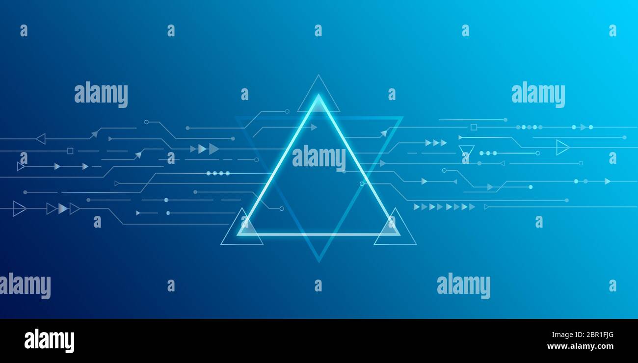 Illustrazione astratta di sfondo blu geometrico con effetti blu e spazio di copia Foto Stock