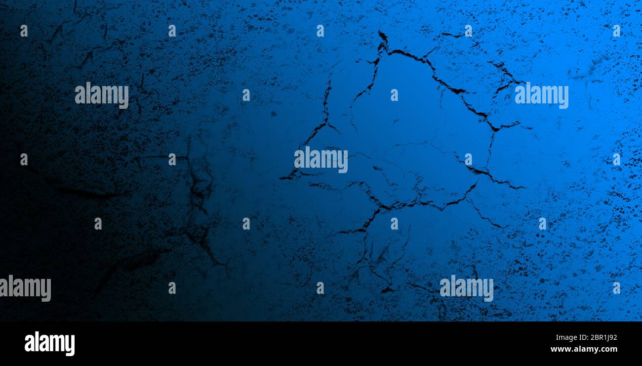 Sfondo blu brillante astratto con effetti di terra spaccata e spazio di copia per il tuo testo Foto Stock