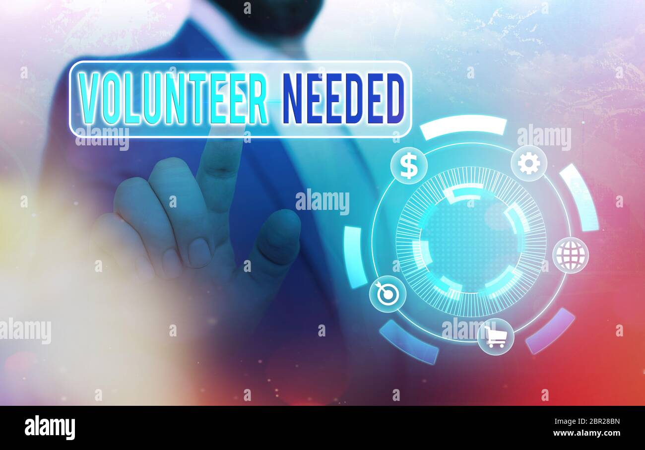 Testo di scrittura volanteer necessario. Foto concettuale che chiede a un individuo di lavorare per l'organizzazione senza essere pagato Foto Stock
