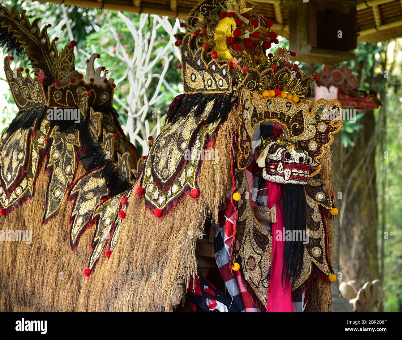 Dettaglio di Barong al tempio pura Taman Ayun. Mengwi, Bali Foto Stock