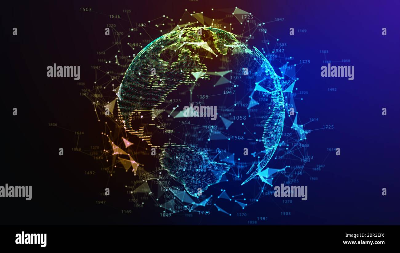 Concetto di rete, di comunicazione di internet. 3d'illustrazione. Foto Stock