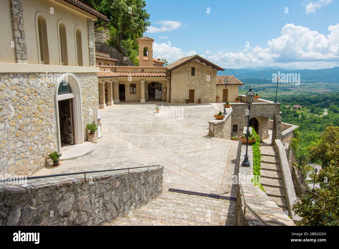 Greccio, Italia. eremo santuario eretto da San Francesco di Assisi nella Valle Sacra. In questo Monastero il santo ha dato i natali al primo soggiorno nat Foto Stock