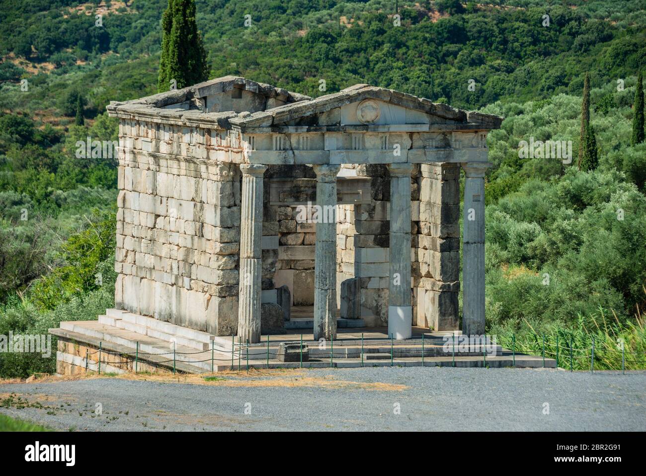 Sito archeologico di Messene antico , rovine dello stadio , nei pressi di Kalamata , Messina, MESSINIA, Peloponnes, Grecia Foto Stock