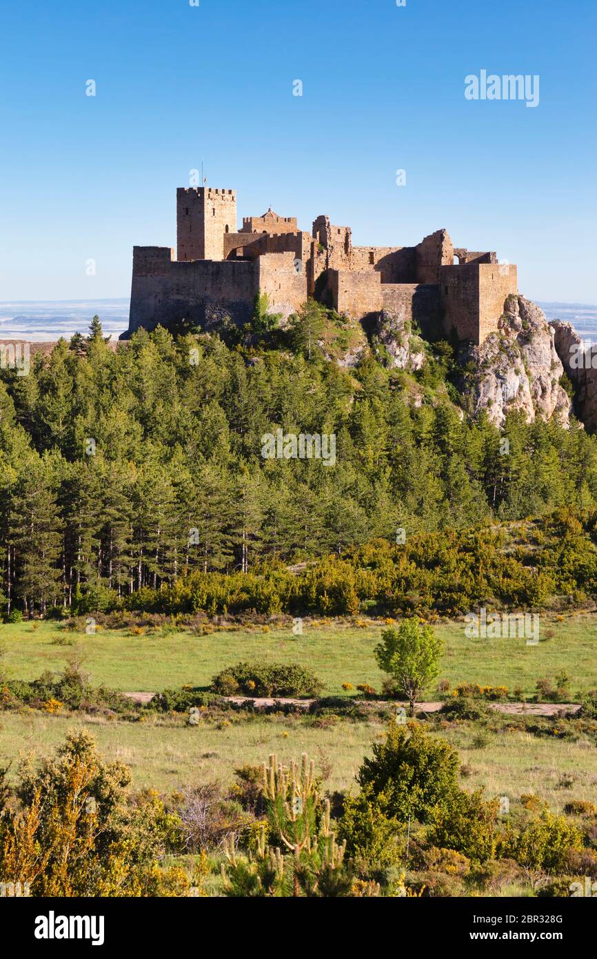 Il castello di Loarre, vicino Loarre, provincia di Huesca, Aragona, Spagna. Il castello romanico è tra la Spagna il più antico, risalenti per lo più a partire dall'undicesimo e dodicesimo cen Foto Stock