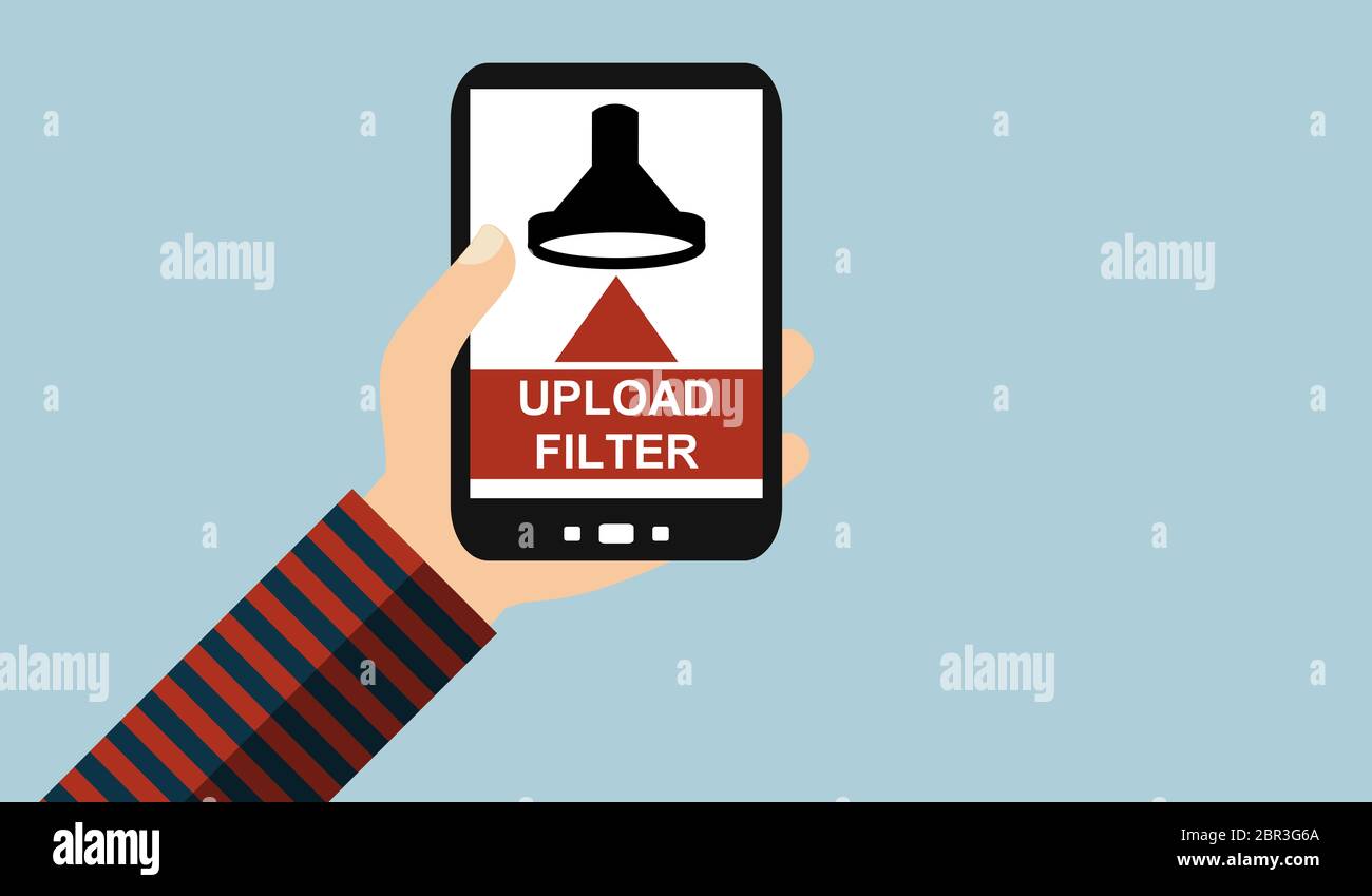 Smartphone con tenuta a mano: Filtro di caricamento - Design piatto Foto Stock