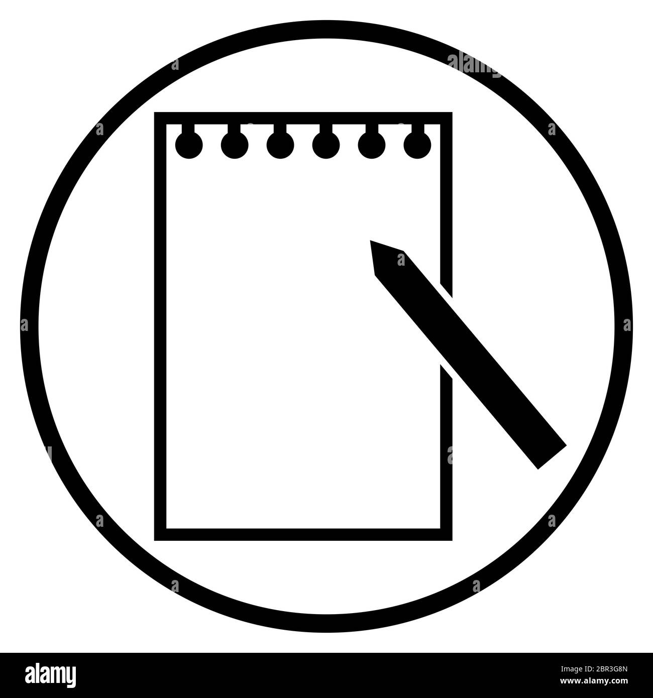 Simbolo carta con matita - icona piatta in cerchio per documento, elenco o scrittura Foto Stock