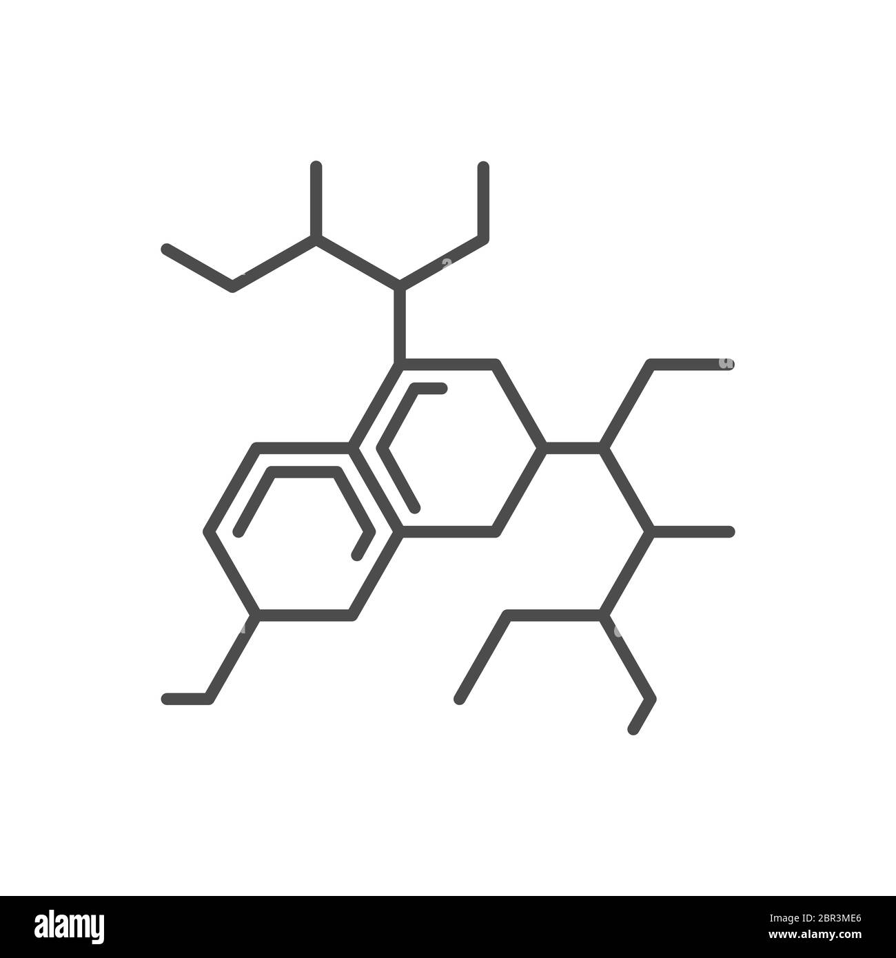 Icona della linea sottile del vettore correlato alla molecola. Illustrazione Vettoriale