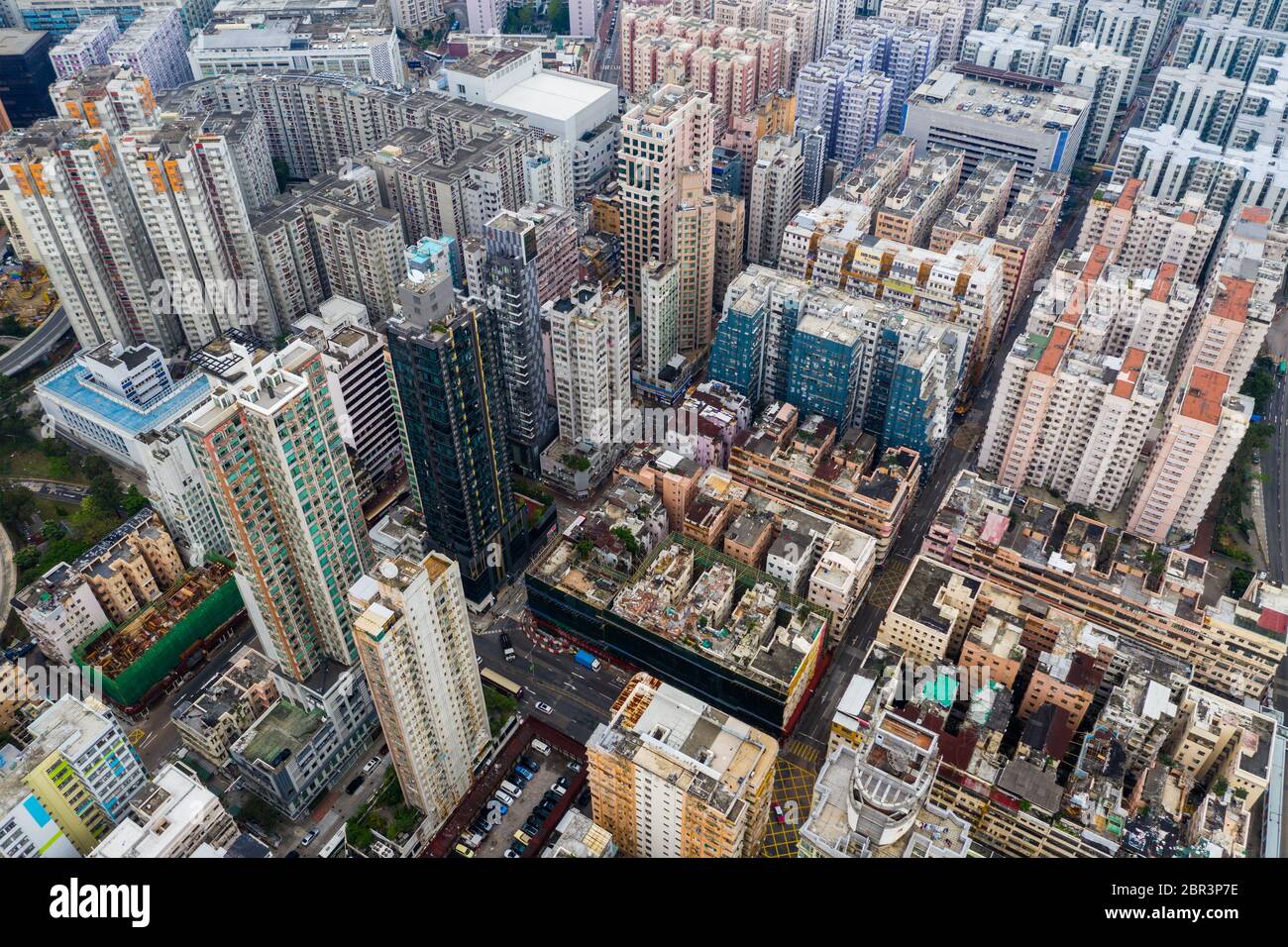 Hung Hom, Hong Kong 21 aprile 2019: Vista dall'alto della città urbana di Hong Kong Foto Stock