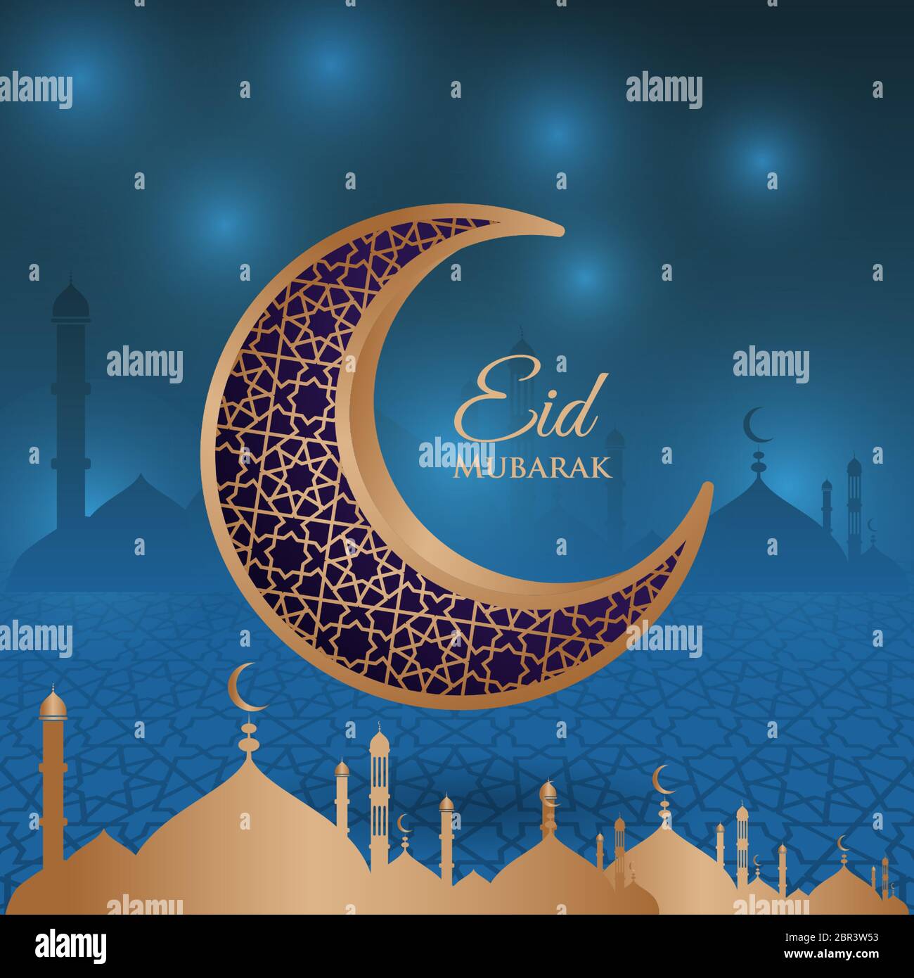 eid mubarak vettore mezzaluna illustrazione moschea Illustrazione Vettoriale