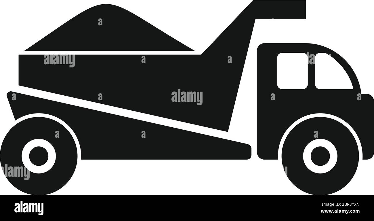 Carrello con icona sabbia. Semplice illustrazione del veicolo con icona vettoriale sabbia per il disegno del nastro isolato su sfondo bianco Illustrazione Vettoriale