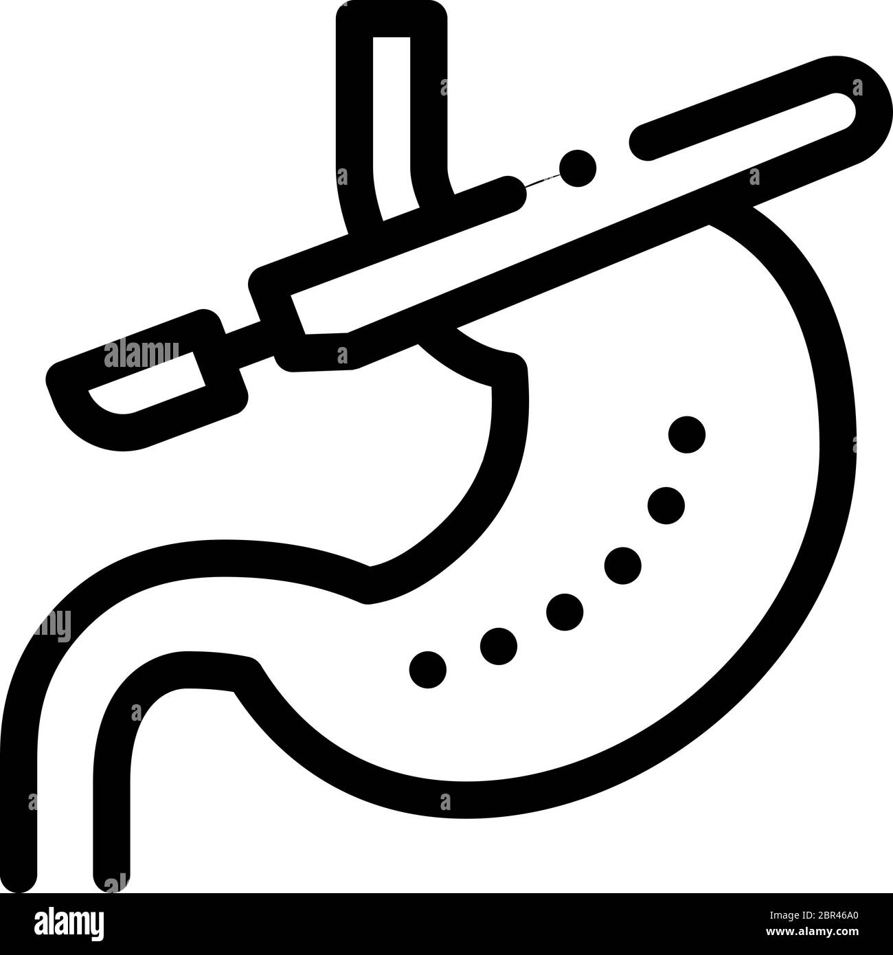 immagine del contorno del vettore delle icone dello stomaco per il campionamento di particelle Illustrazione Vettoriale